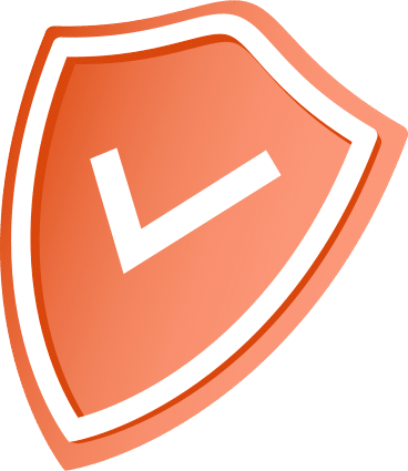 orange shield with the check icon